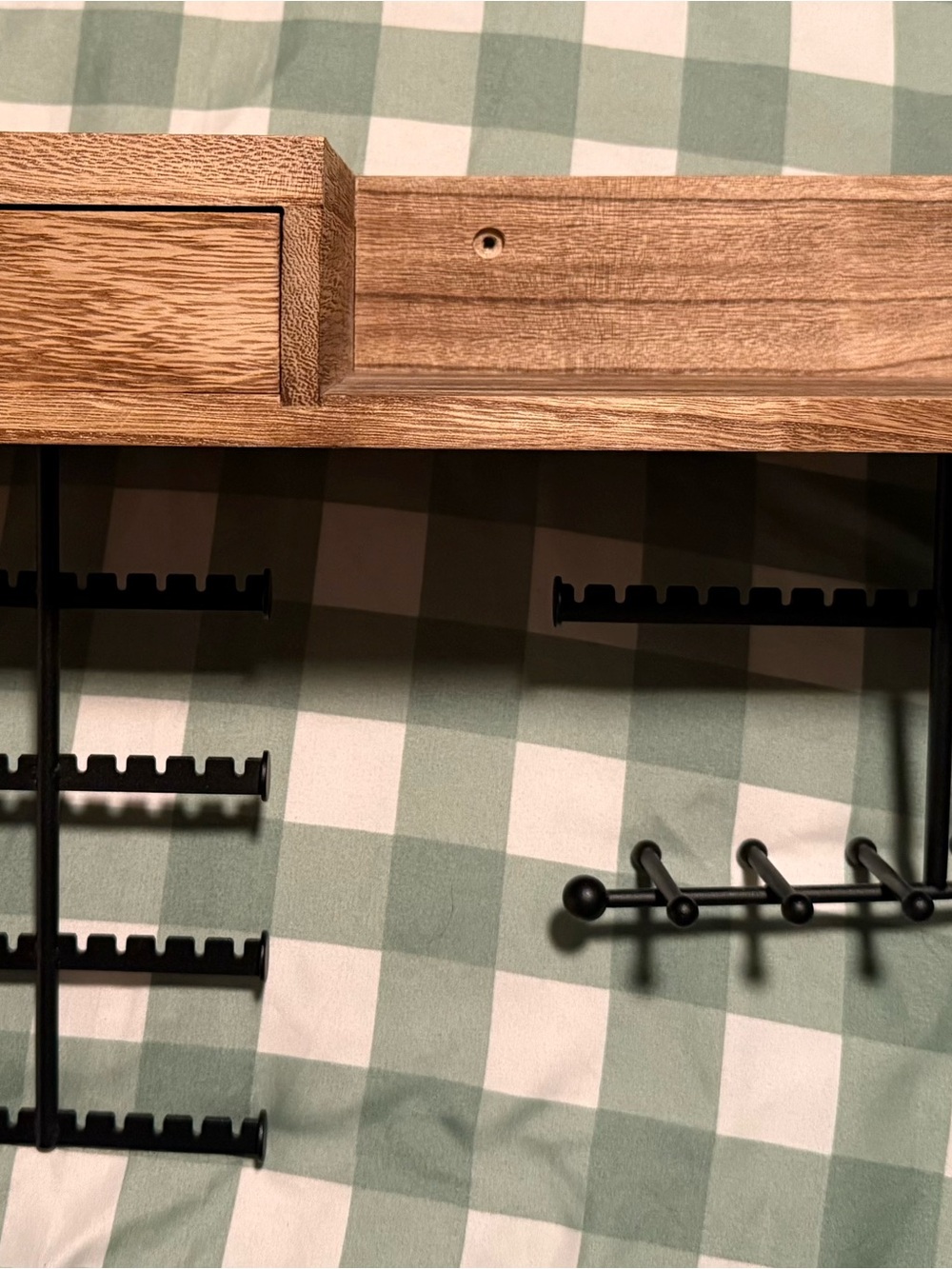 Wood and Black Metal Wall Wine Rack - Brown/Black